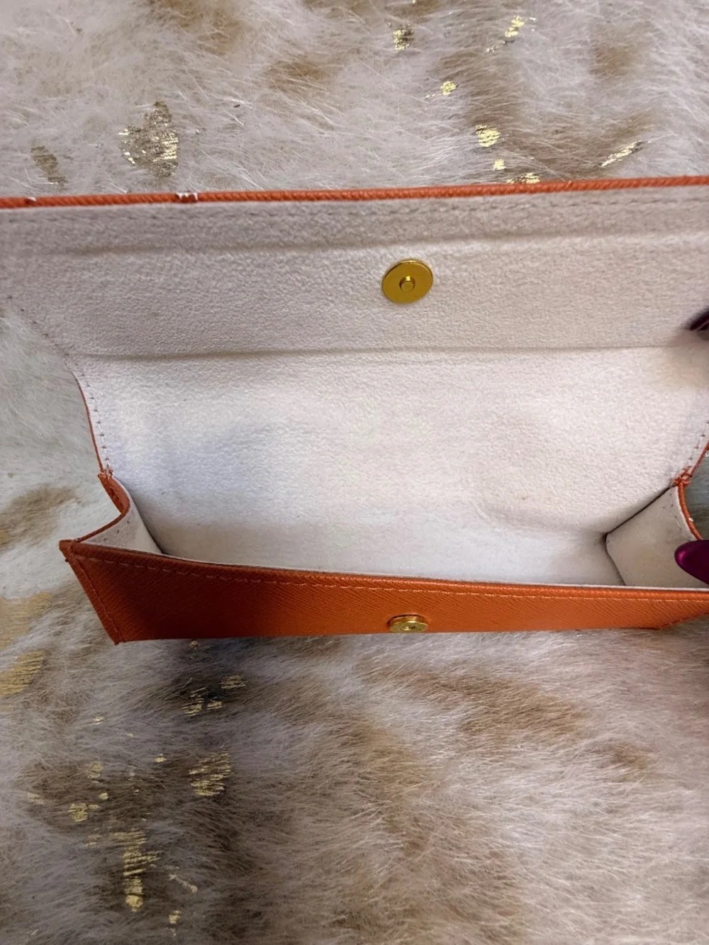 TORY BURCH Orange Little Triangle Sunglasses Eyeglasses Case Pouch sz S